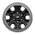 17” Black High Gloss-Painted Aluminum Wheels with Warm Alloy Beauty Ring, Beadlock Capable